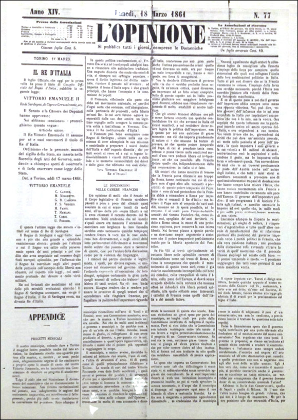 L’Opinione 155 anni fa