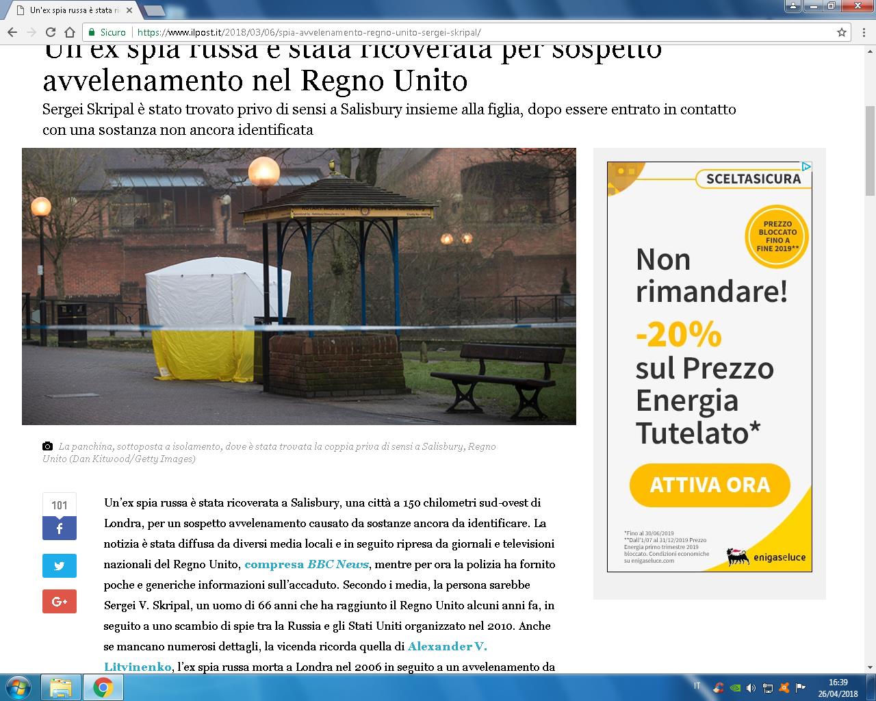 Sull’avvelenamento della spia russa l’ombra del polonio 