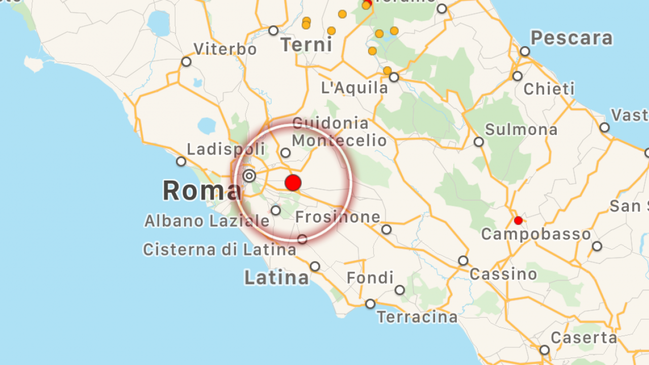 Terremoto: scossa 3.7 vicino Roma, paura ma niente danni