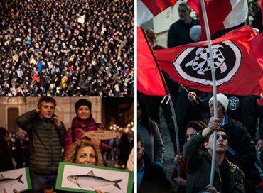 Le sardine sabato a Roma: botta e risposta con Casapound