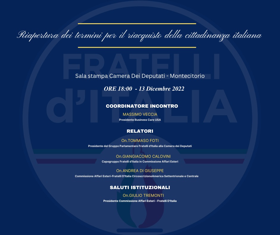 “Riapertura dei termini per il riacquisto della cittadinanza italiana”