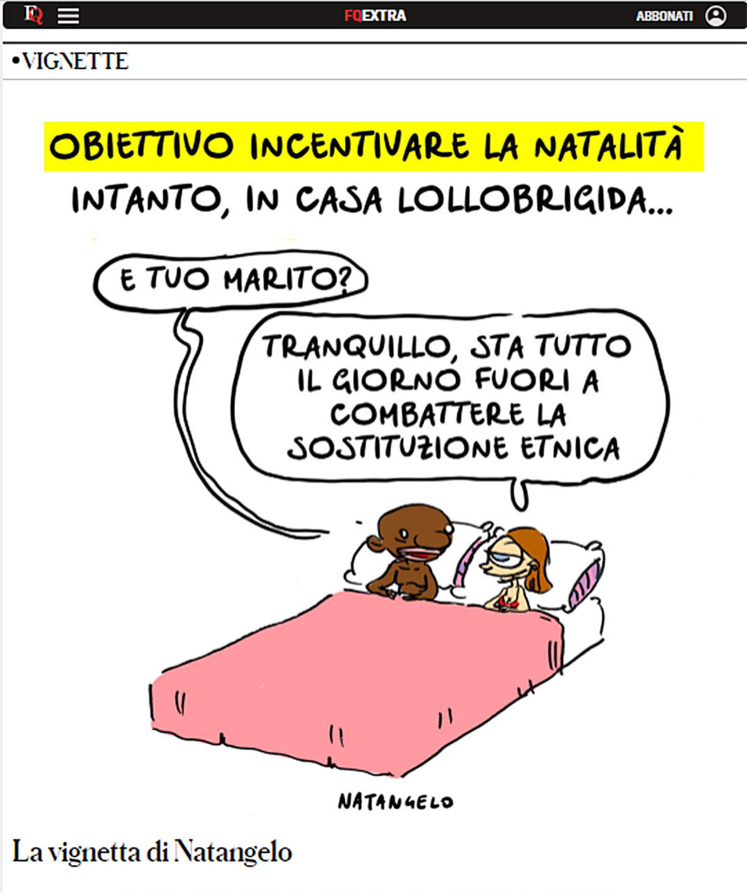 Da destra a sinistra: tutti contro la vignetta de Il Fatto