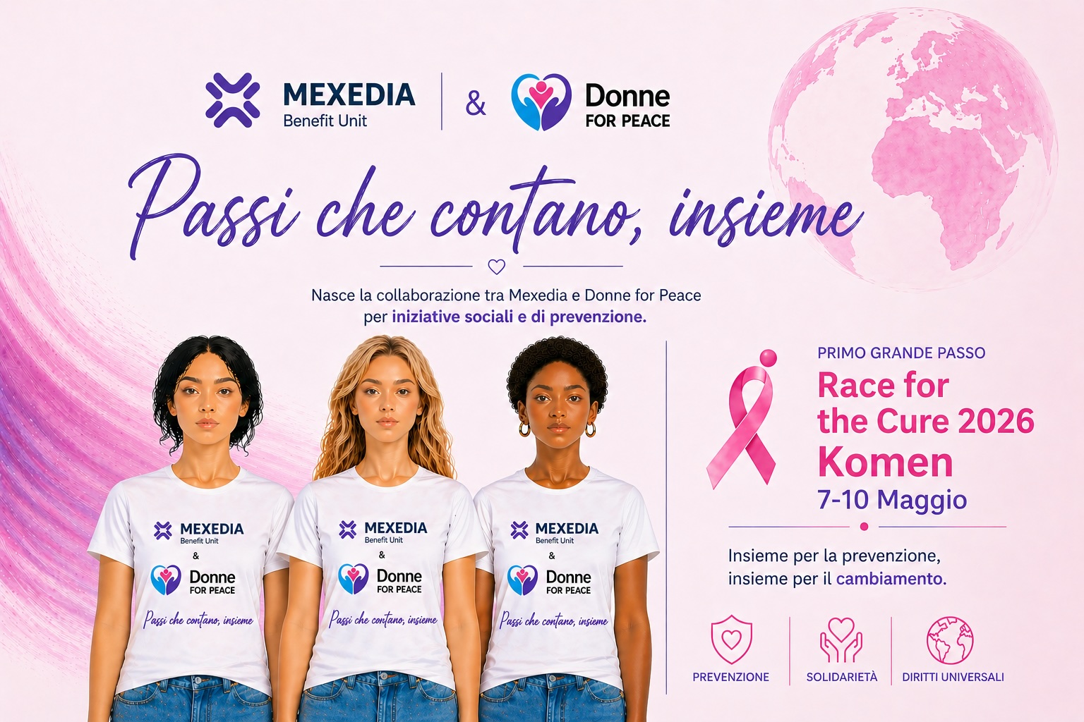 La collaborazione Mexedia-Donne for Peace debutta alla Race for the cure